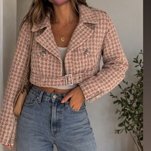 Walter Pink white Hoodstooth Moto